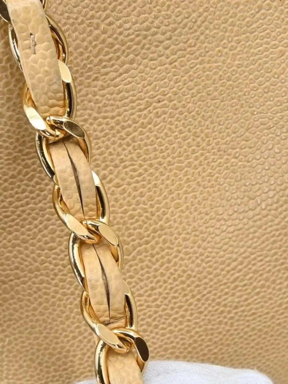 Chanel Beige Calfskin Shoulder Bag